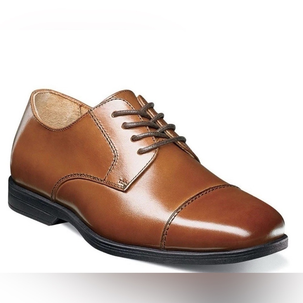 Florsheim Boys Size 3 Reveal Cap Toe Jr Youth Oxford Brown Leather